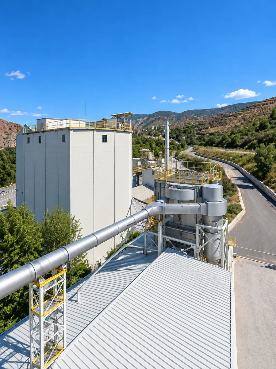 Expansion plant in Spain, conveying line and silos