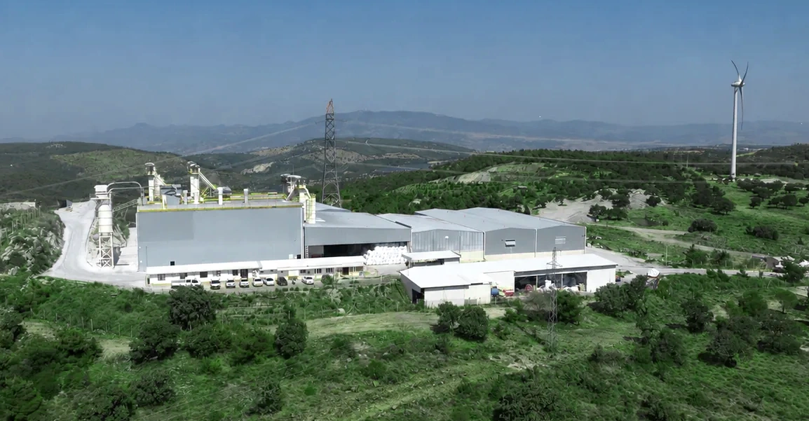 Aerial view of the Maruflar processing plant in hilly terrain