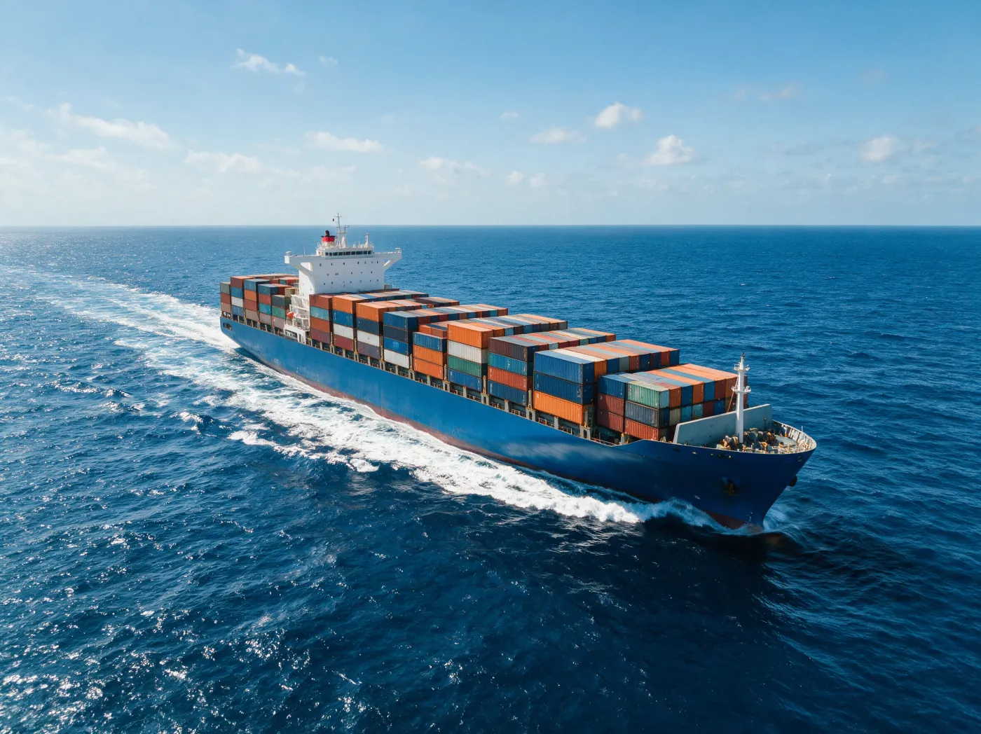Container vessel at sea